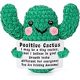 Lodeskee Inspirational Crochet Emotional Uplifting Support Handmade Cactus Mini Funny Stuff for Women Friend Sister Daughter Teenage Coworker