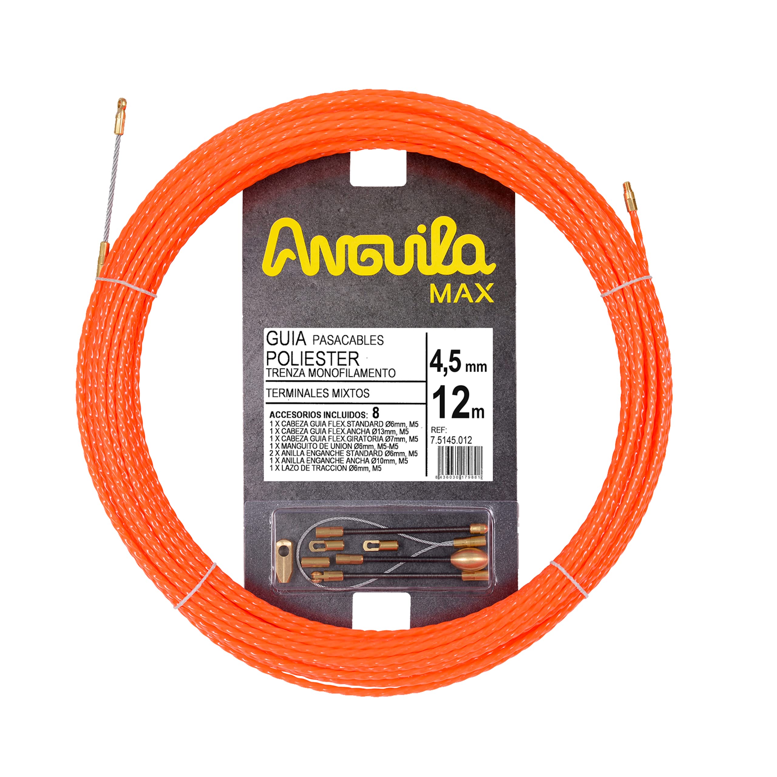 Anguila Max 7.5145.012 – Cable Guide Mixed Terminals, 12 m, Special Straight, Orange*