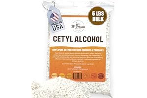 33RD PARALLEL SOAP CO. Cetyl Alcohol (5 lbs / 80 oz) 100% Pure Extracted from Coconut & Palm Oils. Premium Granules Cetyl Alcohol for Lotion Making, Creams, Scrubs, Shampoos, Conditioners, Moisturizers and More | 5 Pound
