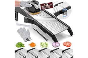 GRAMERCY KITCHEN COMPANY Gramercy Food Slicer With Cut-Resistant Gloves - Mandoline for Vegetables, Potatoes, Cucumbers