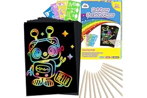 ZMLM Scratch Art Crafts Boys Gifts, 100pcs Rainbow Scratch Paper Art for 3 4 5 6 7 8 9 Years Old Girls and Boys Kids, Arts and Crafts for Kids 4-6 Christmas Gifts Toys and Party Favors (Blue)