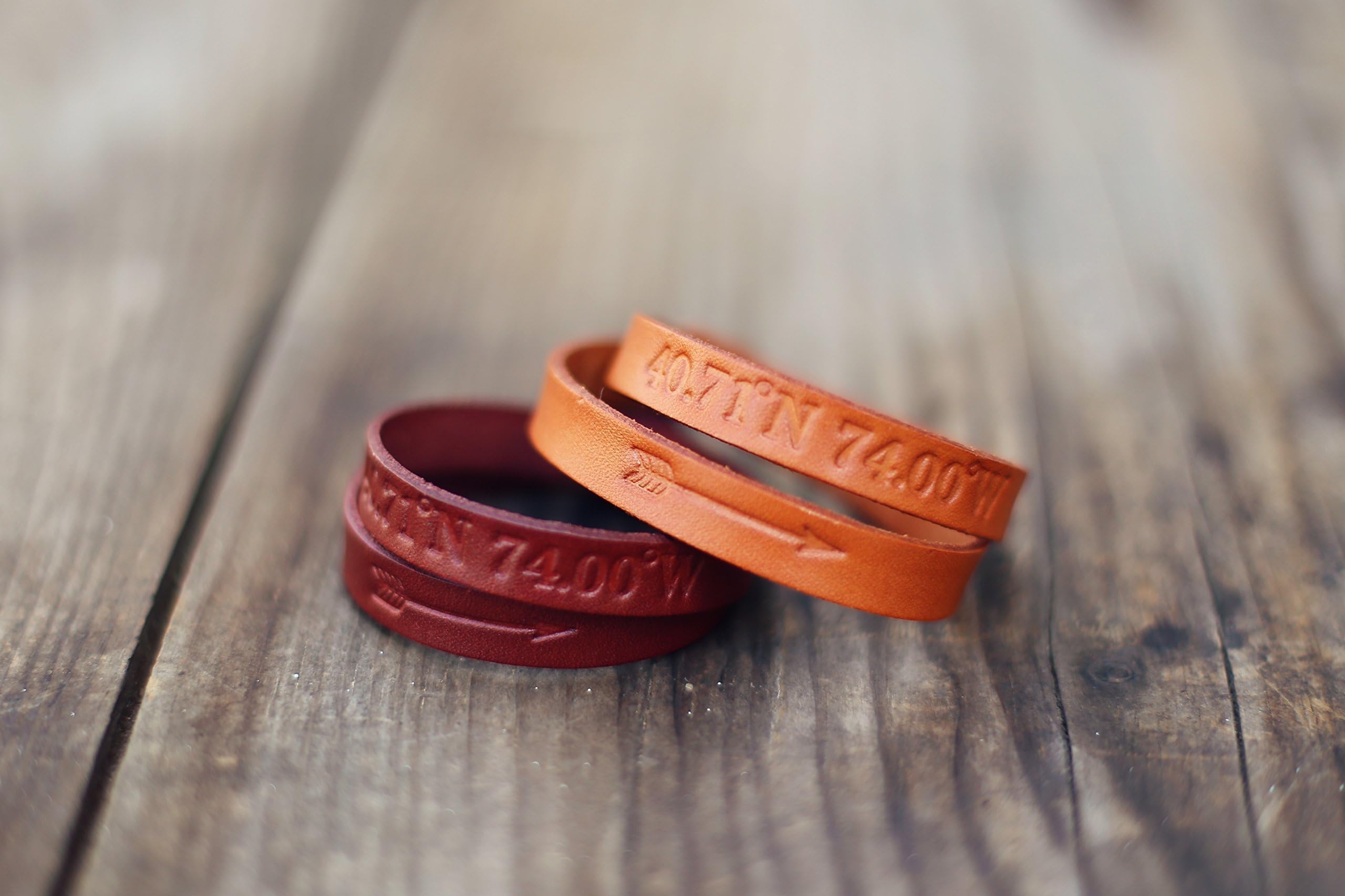 2 Personalized Couples Bracelets, Matching Bracelets, Leather Cuff, Double Wrap, pair, GPS Coordinates, Arrow, Best Friend bracelet