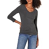 Amazon Essentials Women's Regular-Fit 3/4 Sleeve V-Neck T-Shirt (Available in Plus Size)