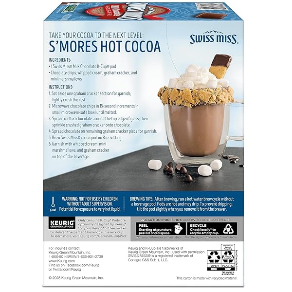 SWISS MISS MILK CHOCOLATE HOT COCOA, KEURIG K-CUP PODS, 22/BOX (1252)