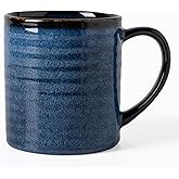 TaoTaojarvie Ceramic Coffee mugs, 23 oz, Extra Large Mugs, Big Tea Cup, Large Handle, Pottery Mug, Big Belly, Transmutation Glaze,Wide Bottom, stripe pattern, Microwave & Dishwasher Safe. (Blue)