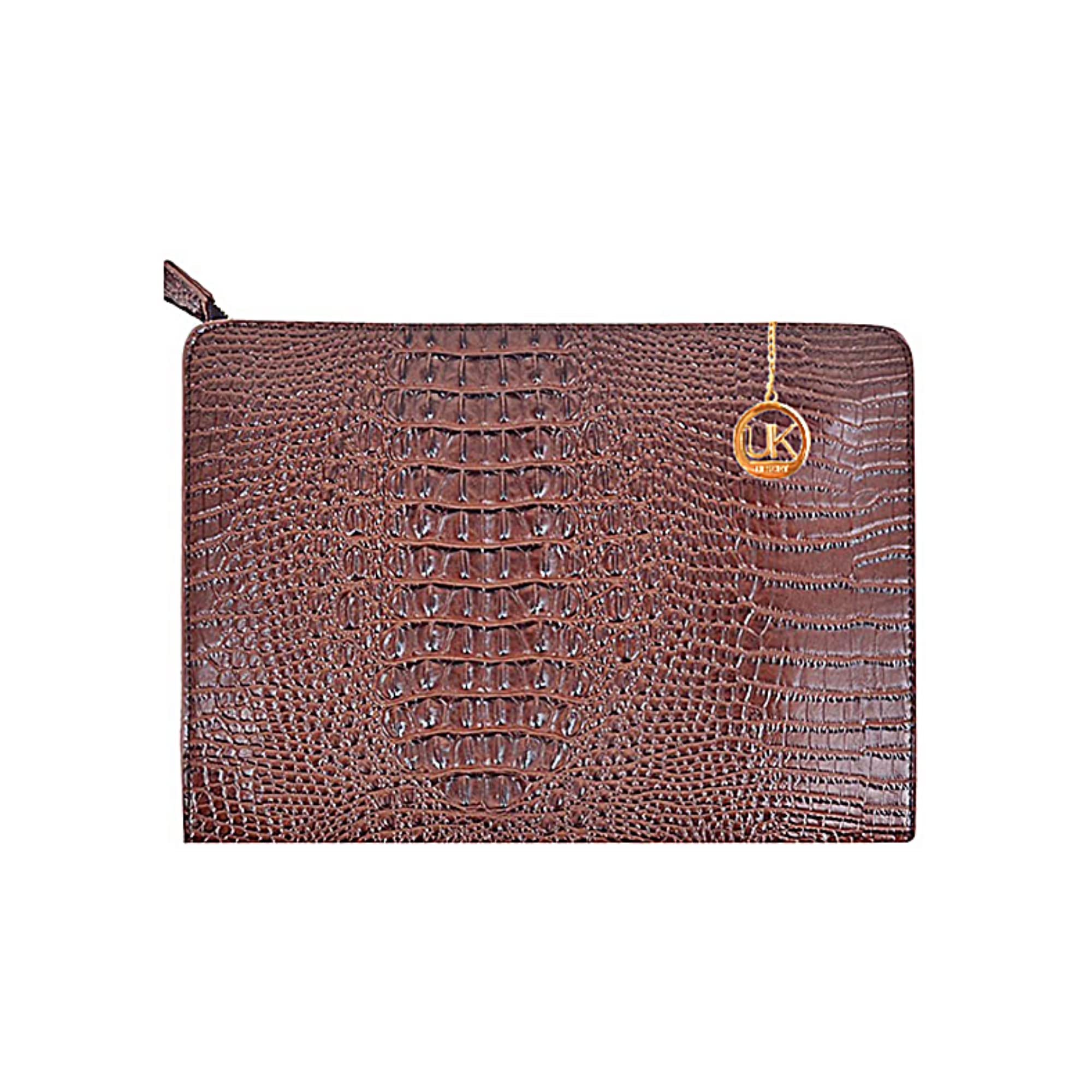 DESCRYUK Men’s Women’s | Messenger Purse | Tote | Pu Leather Fashionable Alligator Print Oversize Leather Envelope | Clutch| Portfolio| Evening Handbag | with RFID Credit Card Protection (Brown)