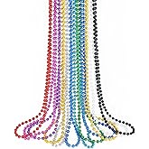 SHAOQINLIN 12 PCS Mardi Gras Beads, 10 Colors 33 Inch Colorful Bead Necklaces Bulk Party Beads Necklace Round Beaded Necklaces for Mardi Gras, St. Patrick's Day, Christmas, Carnival Party Favor