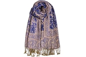 AUSEKALY Pashmina Feel Shawls Wraps for Women Rave Scarf Soft Silky Reversible Men Scarves