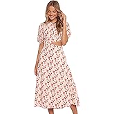 Petal & Pup Women's Aminah Puff Sleeve Dress-Red Floral