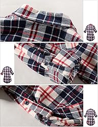 Match Womens Button Down Flannel Plaid Shirts roll