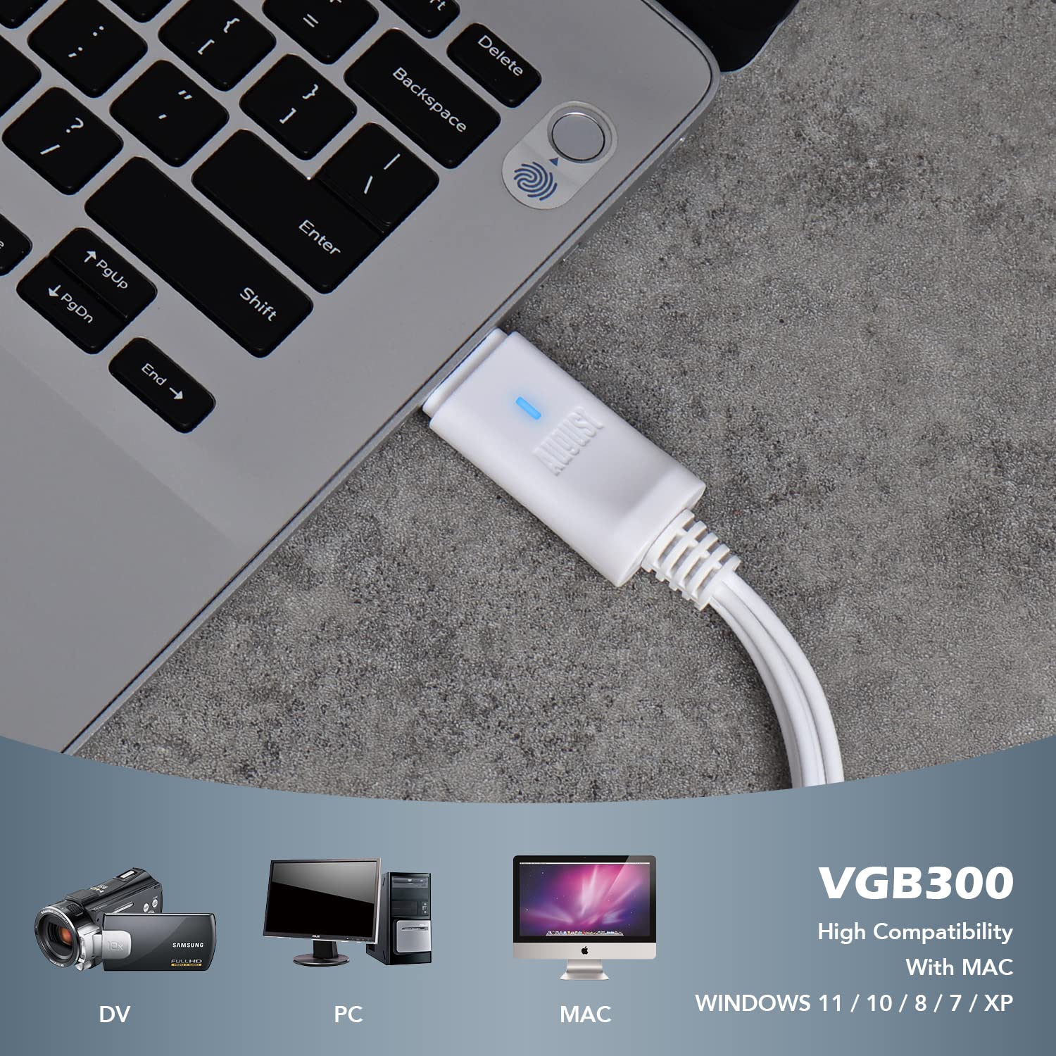 August External USB Video Capture Card VGB300 - Transfer VHS Home Videos to Mac OS and PC Windows - S-Video and Composite in