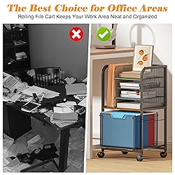 5-Tier Rolling File Cart Under Desk with