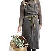 HANEE Kitchen Apron for Women & Men (9 Colors) Linen Cooking Aprons with pocket