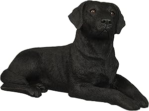 Sandicast OS380 Original Size Black Labrador Retriever Sculpture, Lying