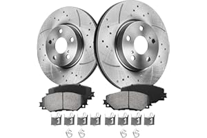 ANPULSERO FIWRILUVX Anpulsero Front Vented Replacement Brake Rotors Kit for 2009-2019 Toyot Corolla, 2008-2014 Scionn xD, 2009-2010 Pontiacc Vibe-OE Drilled Slotted Brake Rotors & Ceramic Brake Pads 275mm(10.8in)