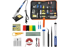 FUMEIYI Soldering Iron Kit, 21-in-1 with Adjustable Temperature, 5 Soldering Tips, 60W Soldering Iron, Solder Wire, Desoldering Pump, Stand - A Welding for Electronic Hobbyist DIY with 110V US Plug