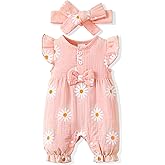 Renotemy Baby Girl Clothes Romper Infant Summer Bodysuit Outfits Cotton Linen Jumpsuits Newborn Essential Preemie Clothes