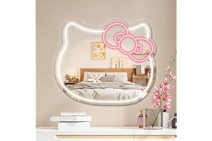 VANSTARRY Anime Mirror with Light Neon Signs for Locker Room Living Room Girl's Bedroom,Cute Acrylic Mirror with Dimmable for Girl Gifts,Wall Mirror