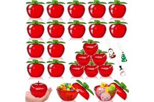Blvochnnt 24 Pack Mini Red Apple Container,Plastic Filled Bobbing Apples Containers Apple Shaped Candy Jars Ornament for School Teacher,Wedding,Valentine's Day Christmas Decoration,Party Favor