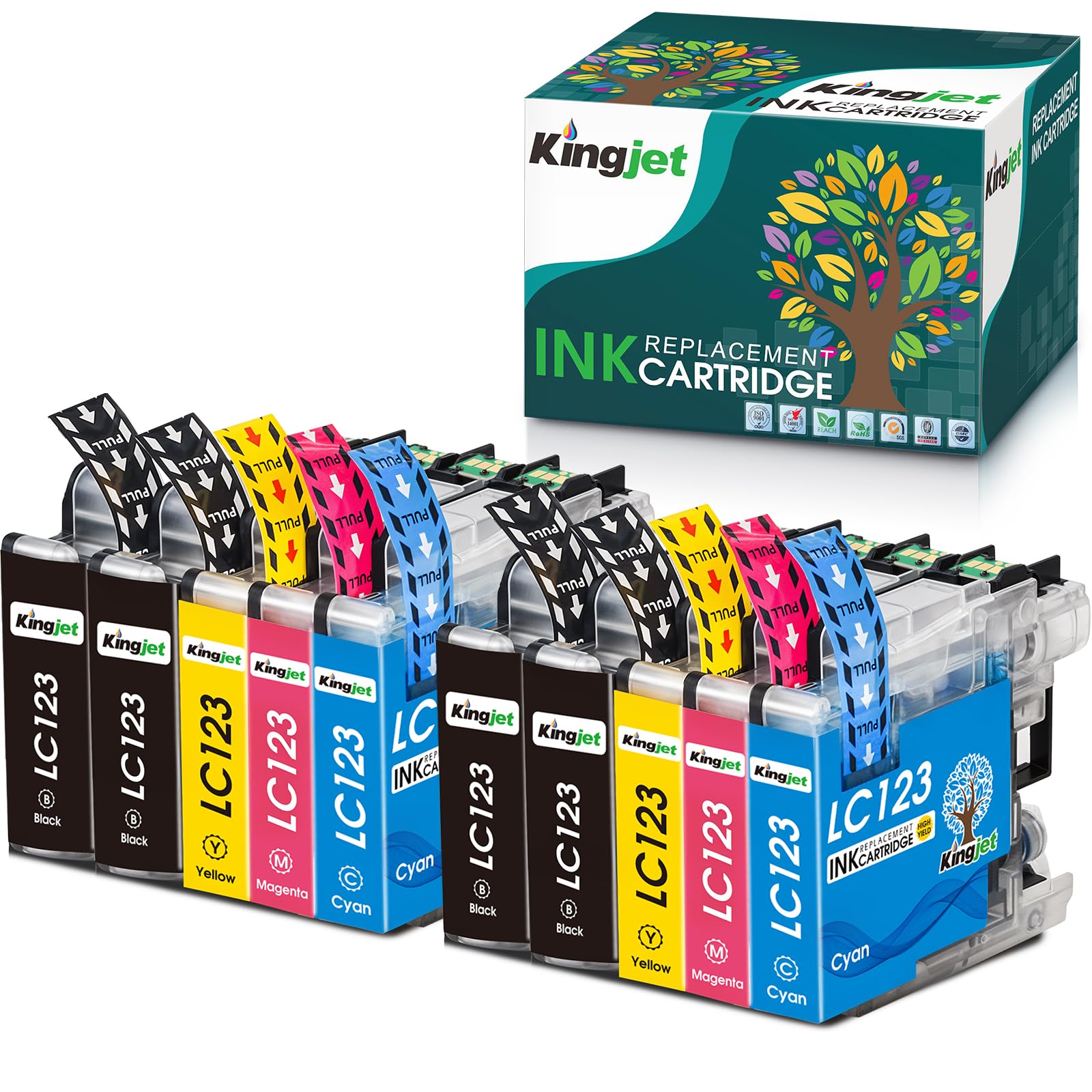 KINGJET LC123 Ink Cartridges for Brother LC123 Ink Cartridges for Brother MFC-J4510DW MFC-J470DW MFC-J6920DW MFC-J6520DW MFC-J6720DW MFC-J4410DW MFC-J4610 MFC-J4710DW MFC-J4110DW DCP-J132W DCP-J152W