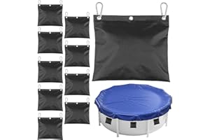 NVAAV 10-Pack Pool Cover Sand Bags with Hooks, Swimming Winter Pool Cover Hanging Bag, 1680D Oxford Cloth Tear-Resistant, Heavy Duty Sand-Filled Bags for Above Ground Pools, Windproof&Anti-UV(No Sand)