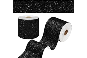 WESTICK Black Glitter Wallpaper Border Roll Self Adheaive Sparkle Bulletin Board Borders Decorative Trim Poster Borders for Classroom Blackboards School Bathroom Mirror Dresser Desk Gift DIY 4" x 160"