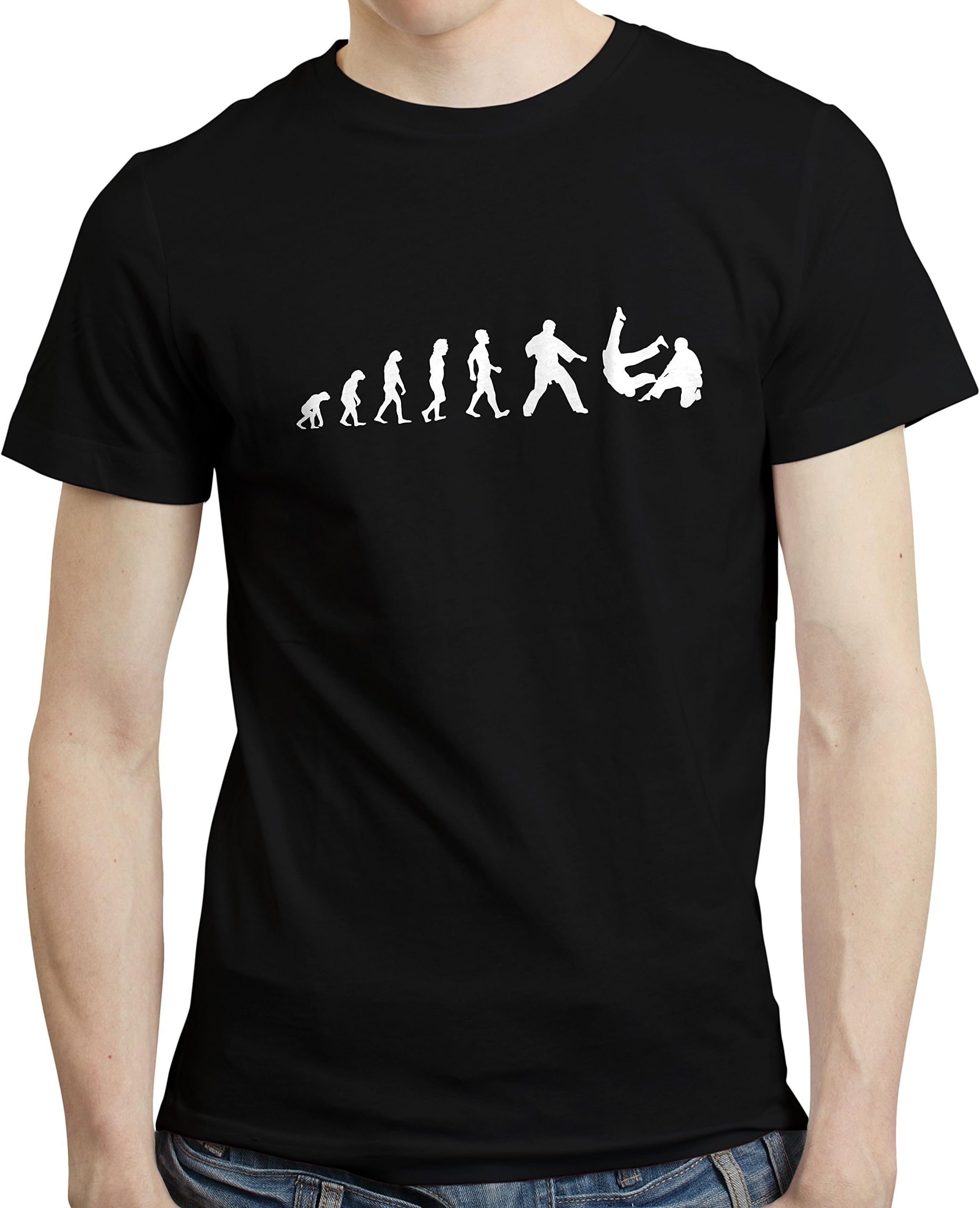 Men Human Evolution Judo Martial Art T-Shirt