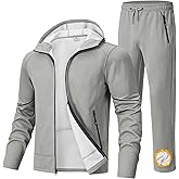 BGOWATU Men's Fleece Lined Tracksuits Set Jacket Hoodie Sweatsuit Running Sport Pants Outfits for Men with Zipper Pockets