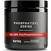 Toniiq Phosphatidylserine - 400mg Formula - World’s First 50% Purity - Highest Purity in The US - Soy Free Phosphatidylserine Supplement - 90 Veggie Capsules