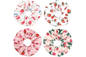 Strawberry Hair Scrunchies for Women Girls Cute Fun Fruit Elastic Hair Ties Ponytail Holder Party Favors Hair Accessories