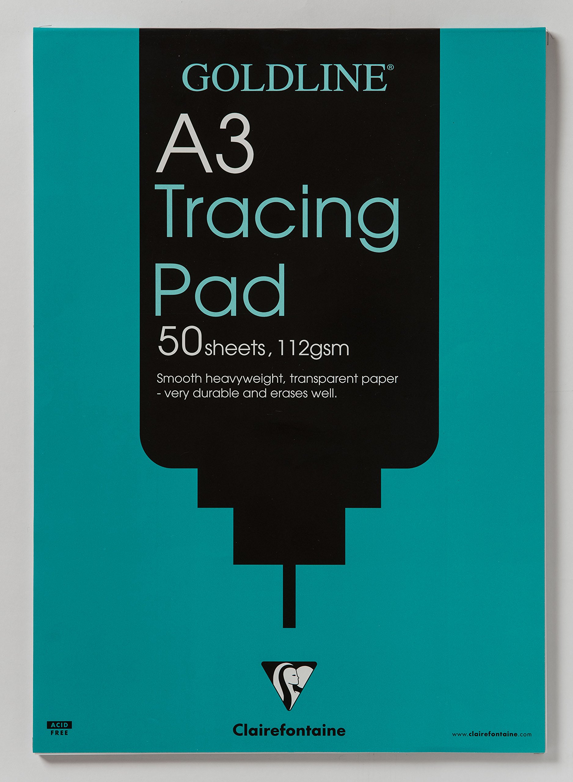 Clairefontaine - Ref GPT3A3Z - Goldline Heavyweight Tracing Pad (Contains 50 Sheets) - A3 (420 x 297mm) in Size, 112gsm Paper, FSC-Certified - Suitable for Tracing Items, White