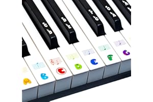 BASTON Piano Keyboard Stickers for Beginners 88/76/61/54/49/37 Keys - Removable, Transparent, Double Layer Coating Piano Stickers - Perfect for Kids, Big Letters, Easy to Install with Cleaning Cloth