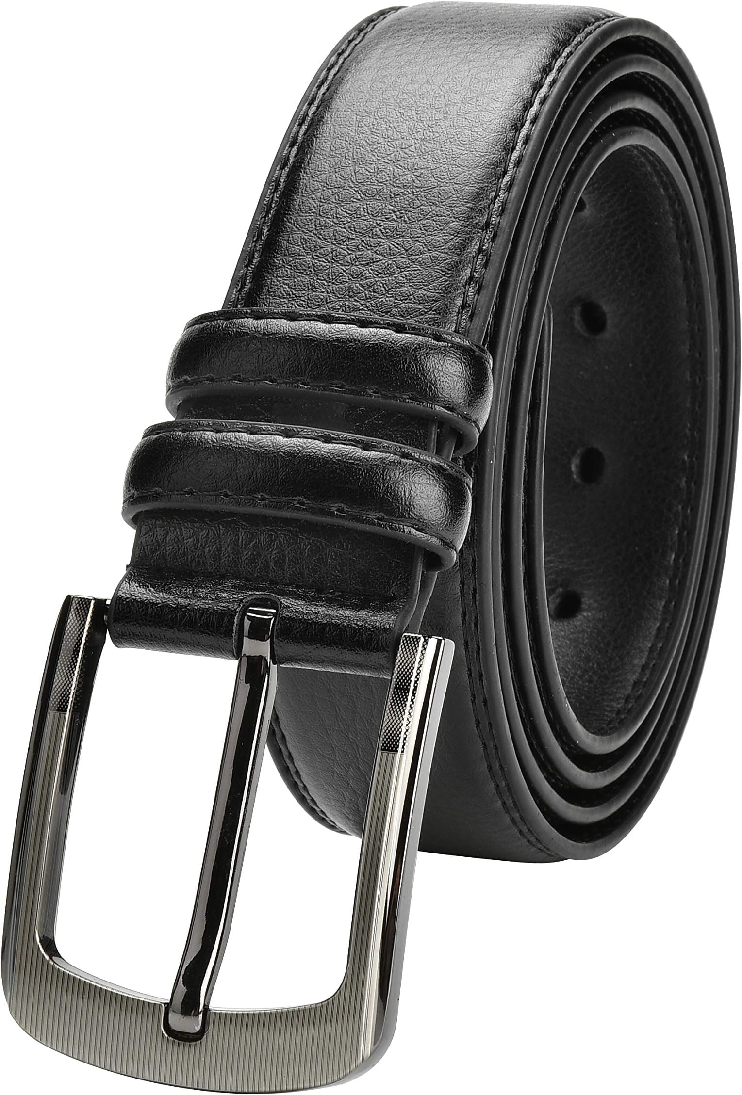 Men's Leather Belt 39"-70" Waist Regular and Big & Tall Sizes,Black & Brown Colors (35"-39" Waist, Black)