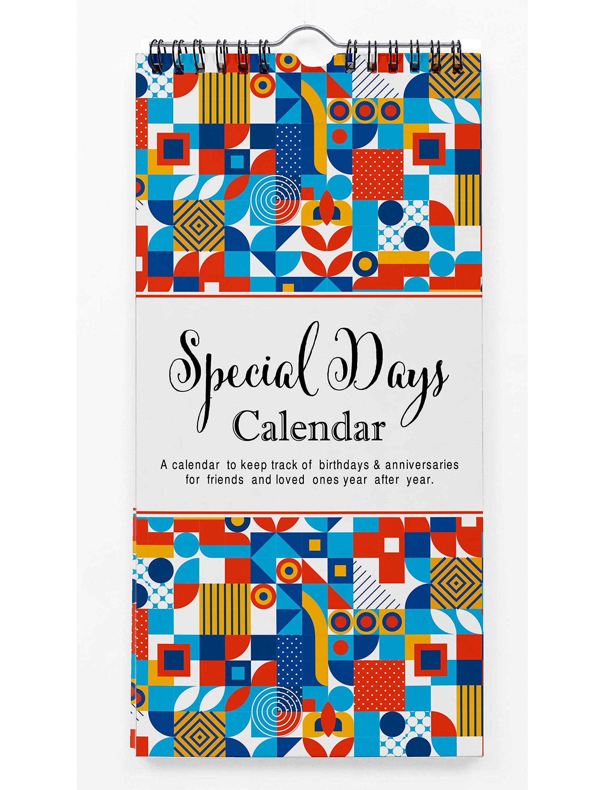 Inkdotpot Geometric Perpetual Calendar Birthday Wall Hanging Anniversary Special Event Reminder Calendar Book Journal Stationary Wall Hanging Birthday Gift Card Planner Organizer