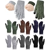 Shihanee 6 Pairs Winter Lined Fleece Gloves for Men Warm Thick Knit Gloves with Touchscreen Fingers for Cold Weather Driving Hiking Thermal Supplies
