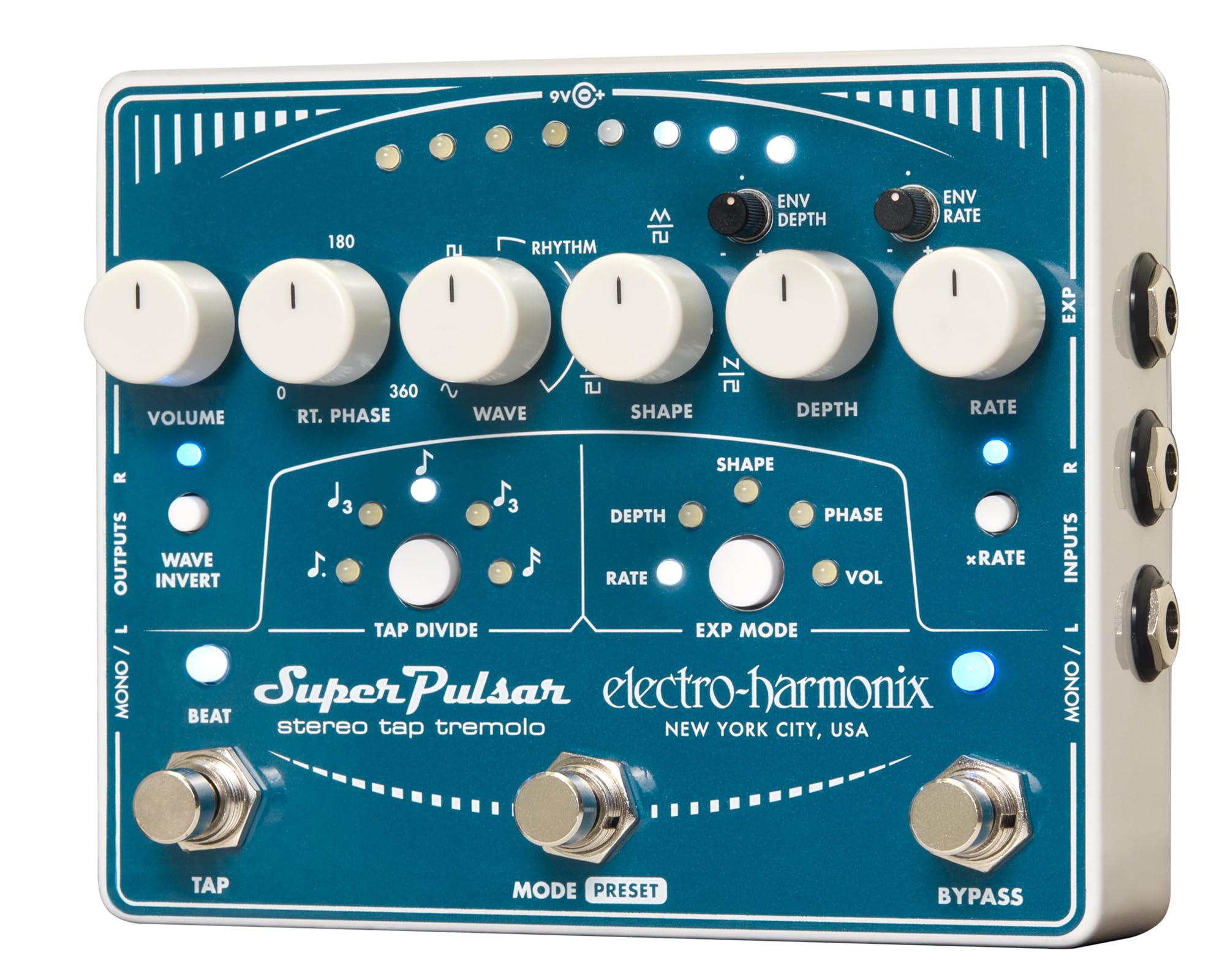 Electro Harmonix Electric Guitar Effect with Synthesizer Filter Super Pulsar Stereo Tap Tremolo