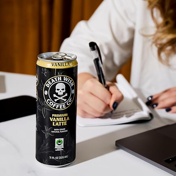 DEATH WISH COFFEE, ICED COFFEE COLD BREW, 8G PROTEIN, FAIR TRADE (VANILLA LATTE)