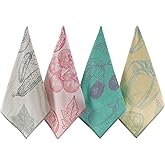 sea me at home Dish Towels for Kitchen, Jacquard Tea Towel Set, Stylish and Functional, A Great Gift for Any Home, 100% Turkish Cotton Towel Set of 4 (Garden Vegetables)