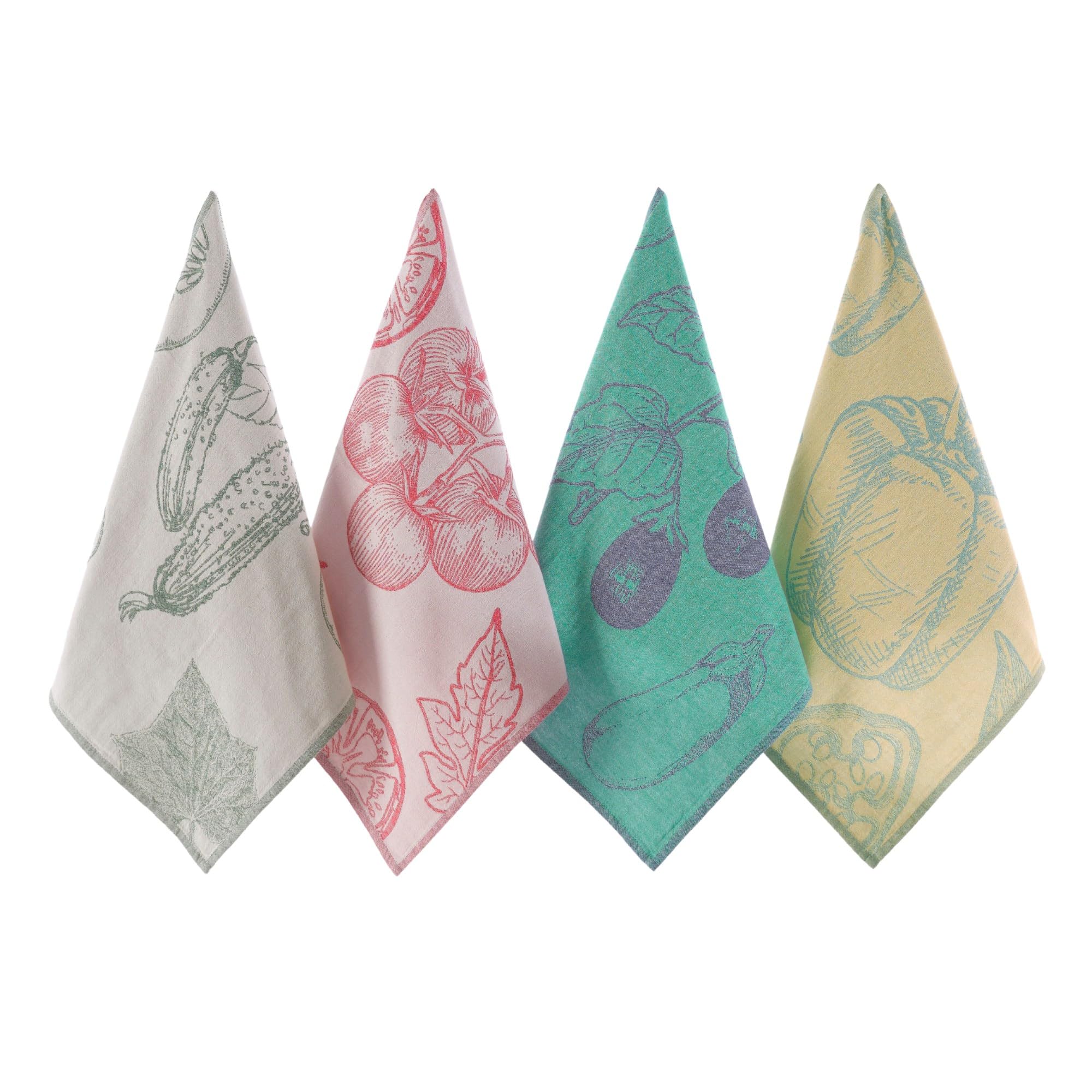 Photo 1 of sea me at home Dish Towels for Kitchen, Jacquard Tea Towel Set, Stylish and Functional, A Great Gift for Any Home, 100% Turkish Cotton Towel Set of 4 (Garden Vegetables)