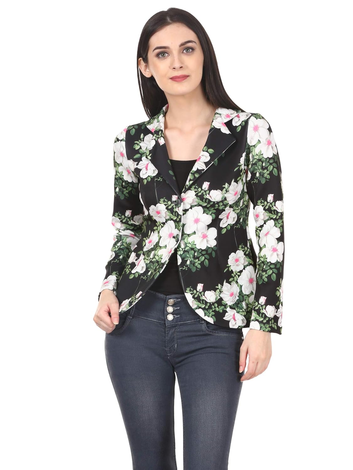 saadgi women's scuba floral printed blazers