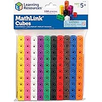 Learning Resources MathLink Cubes - Set of 100 Cubes, Ages 5+,Math Manipulatives, Math Cubes, Homeschool Supplies, Kindergart