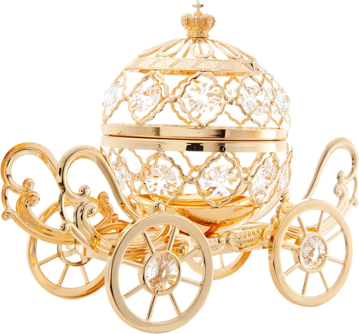 Amazon Com Matashi 24k Gold Plated Crystal Studded Large Cinderella Pumpkin Coach Ornament Tabletop Showpiece Centerpiece For Living Room Bedroom Gift For Christmas Valentine S Day Mother S Day Birthday Home Kitchen