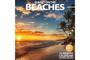 OKAMZIK 2026 Wall Calendar Planner Calendar - Sunset On The Beach Hangable Monthly Wall Calendar with Large Blocks for Organizing & Planning, Academic Schedule, Home, Office & family, Thick & Sturdy Paper