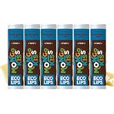 Eco Lips Mongo Kiss USDA Organic Lip Balm, Unflavored, 6 pack | Organic Beeswax, Cocoa Butter &amp; Mongongo Oil | Soothe &amp; Moisturize Cracked Lips