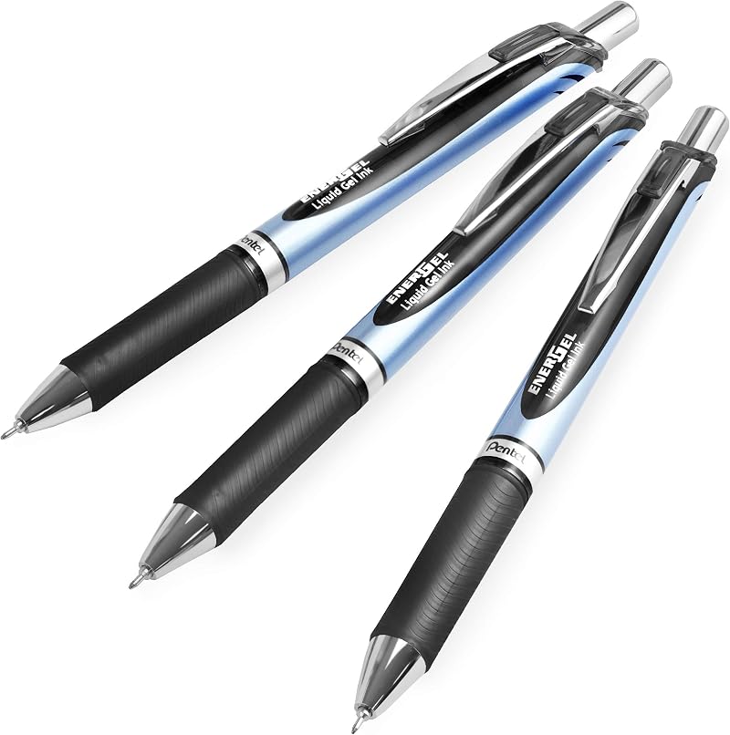 Pentel Energel BLN75 Retractable Gel Ink Pen 0.5mm Black Pack of 3