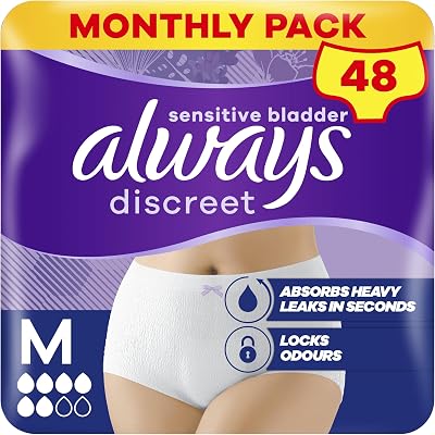 Always Discreet Incontinence Underwear Medium 48 White UK 8-14 6 Absorbency