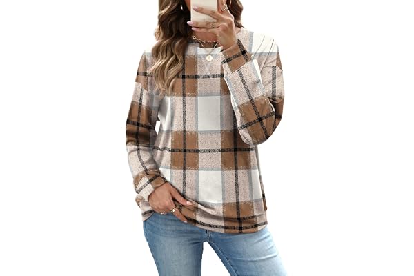 RUMIA RUMIA Women's Crew Neck Sweatshirt Long Sleeve Tops for Women Fall Clothes | Outfits 2026 Fashion,Comfy