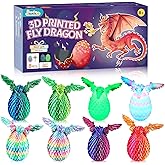 JMMICO 8PCS 3D Printed Dragon Eggs with Dragon Inside,Mini Fidget Dragon with Wings, Articulated Crystal Animals Toy for Gift,Easter Basket Stuffers,Fantasy Desktop Decor