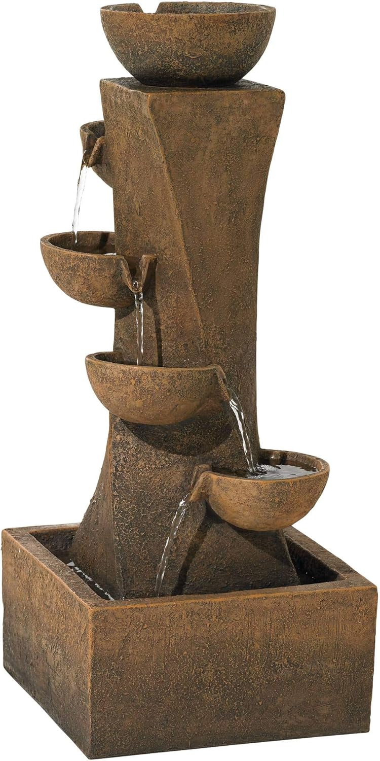 John Timberland Cascading Bowls Rustic Outdoor Floor Water Fountain with Light LED 27 1/2" High for Yard Garden Patio Deck Home: Home & Kitchen