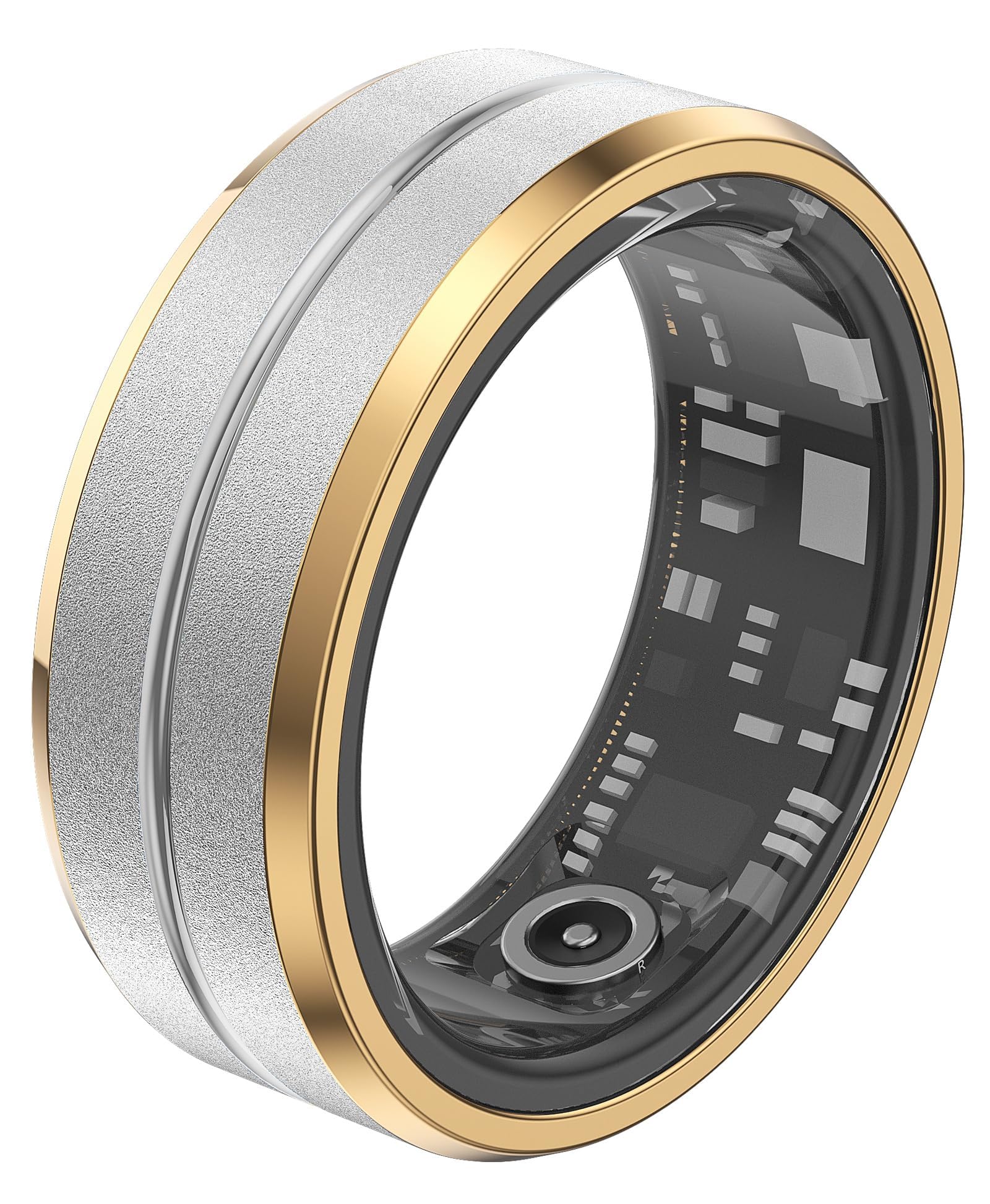 findtime Smart Ring for Men & Women - Fitness Tracker with Heart Rate, Sleep Monitor, Blood Oxygen, Waterproof - Step Counter, iOS & Android Compatible (Gold, 2.34" S)